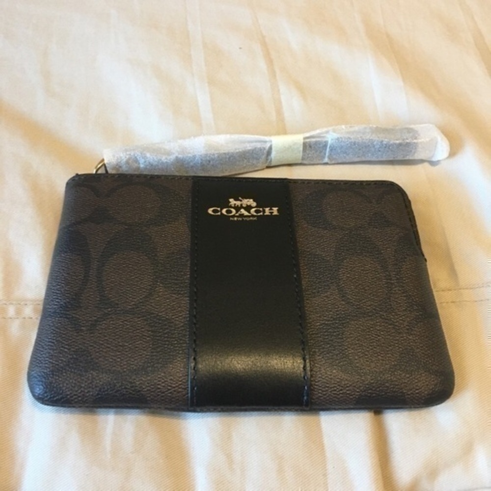 Coach black and brown signature coated canvas wristlet NWT - Picture 15 of 16